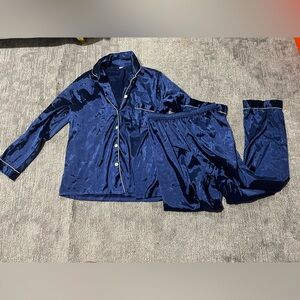 Blue silk pajama set